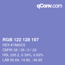 Color code: RGB 122 128 197 | qconv.com