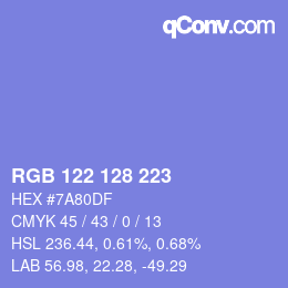 Color code: RGB 122 128 223 | qconv.com