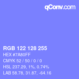 Color code: RGB 122 128 255 | qconv.com