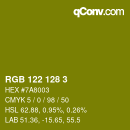 颜色代码: RGB 122 128 3 | qconv.com