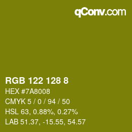Color code: RGB 122 128 8 | qconv.com
