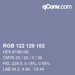 Color code: RGB 122 129 162 | qconv.com