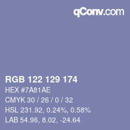 颜色代码: RGB 122 129 174 | qconv.com