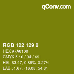 Color code: RGB 122 129 8 | qconv.com