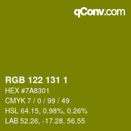 Color code: RGB 122 131 1 | qconv.com