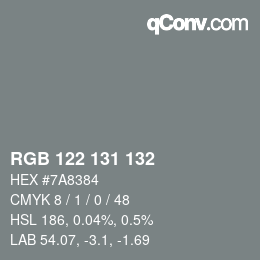 Color code: RGB 122 131 132 | qconv.com