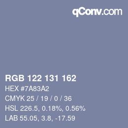 Color code: RGB 122 131 162 | qconv.com