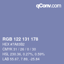 カラーコード: RGB 122 131 178 | qconv.com