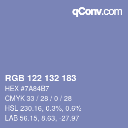 颜色代码: RGB 122 132 183 | qconv.com
