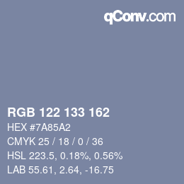 Color code: RGB 122 133 162 | qconv.com