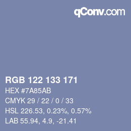 颜色代码: RGB 122 133 171 | qconv.com