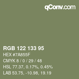 カラーコード: RGB 122 133 95 | qconv.com