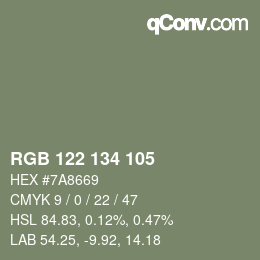 カラーコード: RGB 122 134 105 | qconv.com