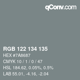 Color code: RGB 122 134 135 | qconv.com