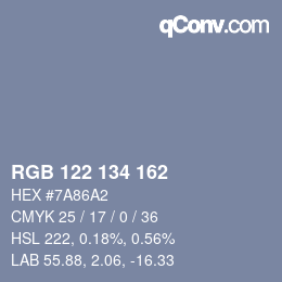 Código de color: RGB 122 134 162 | qconv.com