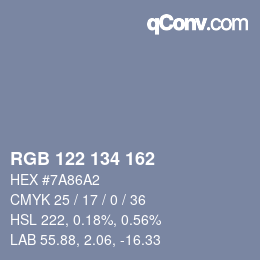 カラーコード: RGB 122 134 162 | qconv.com
