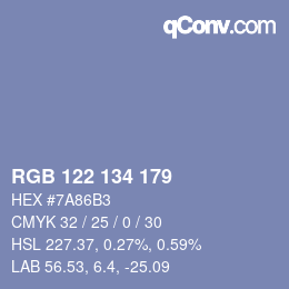 颜色代码: RGB 122 134 179 | qconv.com