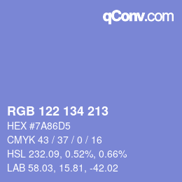 Color code: RGB 122 134 213 | qconv.com
