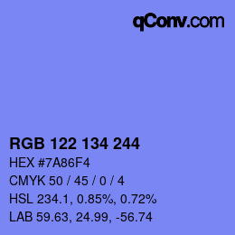 Farbcode: RGB 122 134 244 | qconv.com