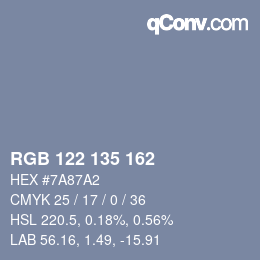 Color code: RGB 122 135 162 | qconv.com