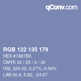 颜色代码: RGB 122 135 179 | qconv.com