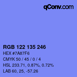 颜色代码: RGB 122 135 246 | qconv.com