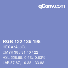 Color code: RGB 122 136 198 | qconv.com