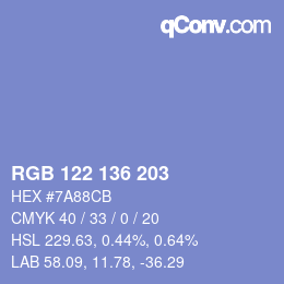 Color code: RGB 122 136 203 | qconv.com