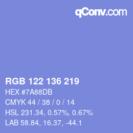 Color code: RGB 122 136 219 | qconv.com