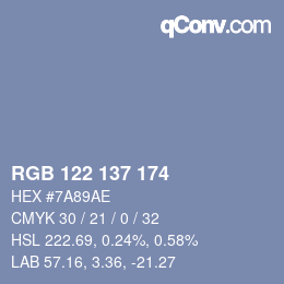 颜色代码: RGB 122 137 174 | qconv.com