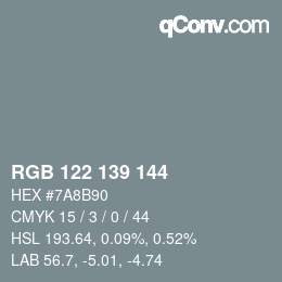 颜色代码: RGB 122 139 144 | qconv.com
