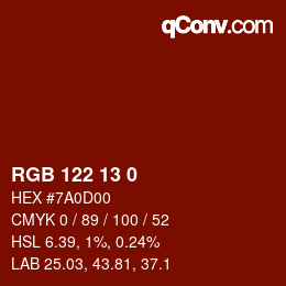 Color code: RGB 122 13 0 | qconv.com