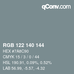 颜色代码: RGB 122 140 144 | qconv.com
