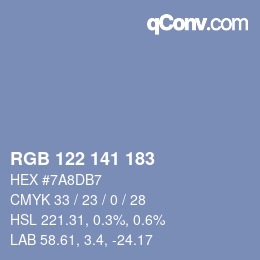 Color code: RGB 122 141 183 | qconv.com