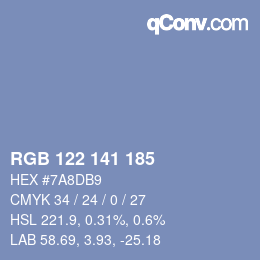 Farbcode: RGB 122 141 185 | qconv.com