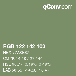 颜色代码: RGB 122 142 103 | qconv.com