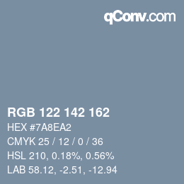 カラーコード: RGB 122 142 162 | qconv.com