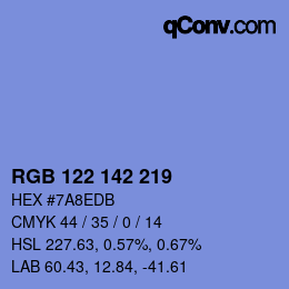 Color code: RGB 122 142 219 | qconv.com