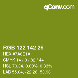 Color code: RGB 122 142 26 | qconv.com