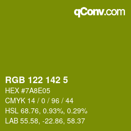 Color code: RGB 122 142 5 | qconv.com