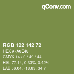 Farbcode: RGB 122 142 72 | qconv.com