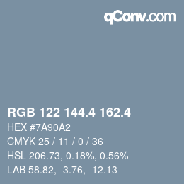 カラーコード: RGB 122 144.4 162.4 | qconv.com