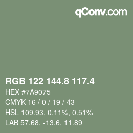 カラーコード: RGB 122 144.8 117.4 | qconv.com