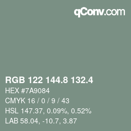 カラーコード: RGB 122 144.8 132.4 | qconv.com