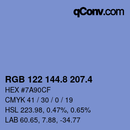 カラーコード: RGB 122 144.8 207.4 | qconv.com