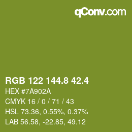 カラーコード: RGB 122 144.8 42.4 | qconv.com