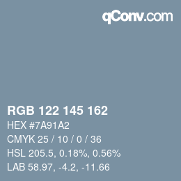 Color code: RGB 122 145 162 | qconv.com