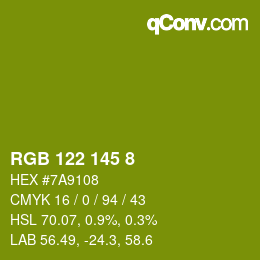 Color code: RGB 122 145 8 | qconv.com
