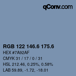 カラーコード: RGB 122 146.6 175.6 | qconv.com