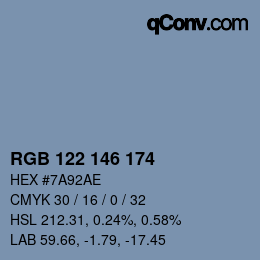 Código de color: RGB 122 146 174 | qconv.com